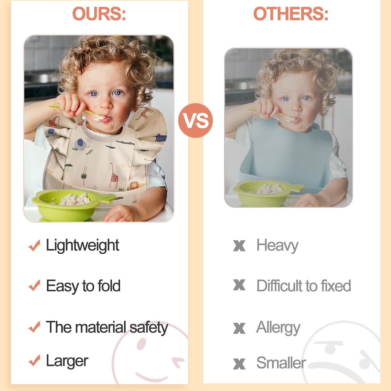 Ramede 3 Pcs Waterproof Baby Bib Washable Toddler Bibs Soft Feeding Bibs with Food Catcher for Baby Boy or Girl Eating Travel Home Supplies, Lovely - Image 7
